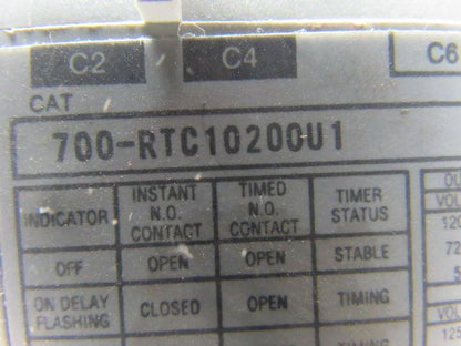 Allen-Bradley 700-RTC10200U1 Solid State Timing Relay Ser. A