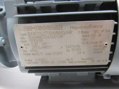 Sew-usocome SA37/TDT71D4/BMG/HR Helical-worm Gear motor W/24VDC Brake