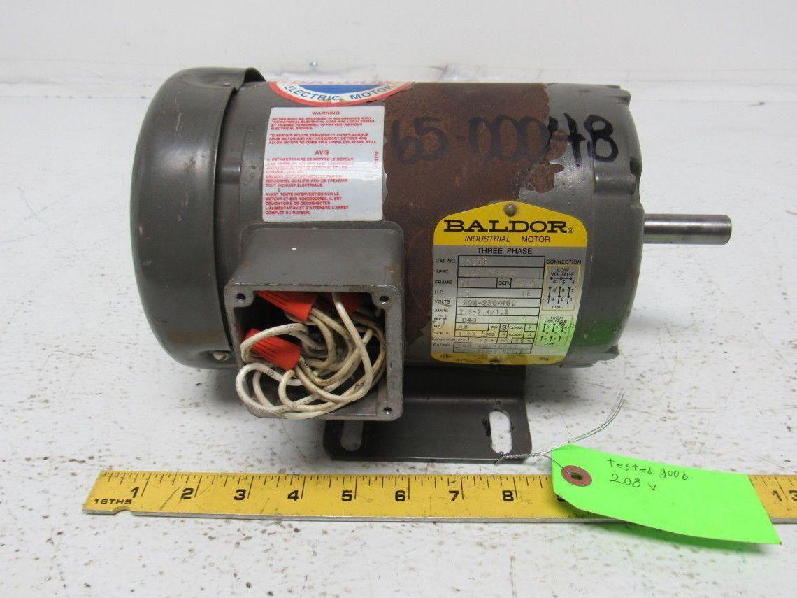 Baldor M3539 Electric Motor 1/2 HP 3PH 1140RPM