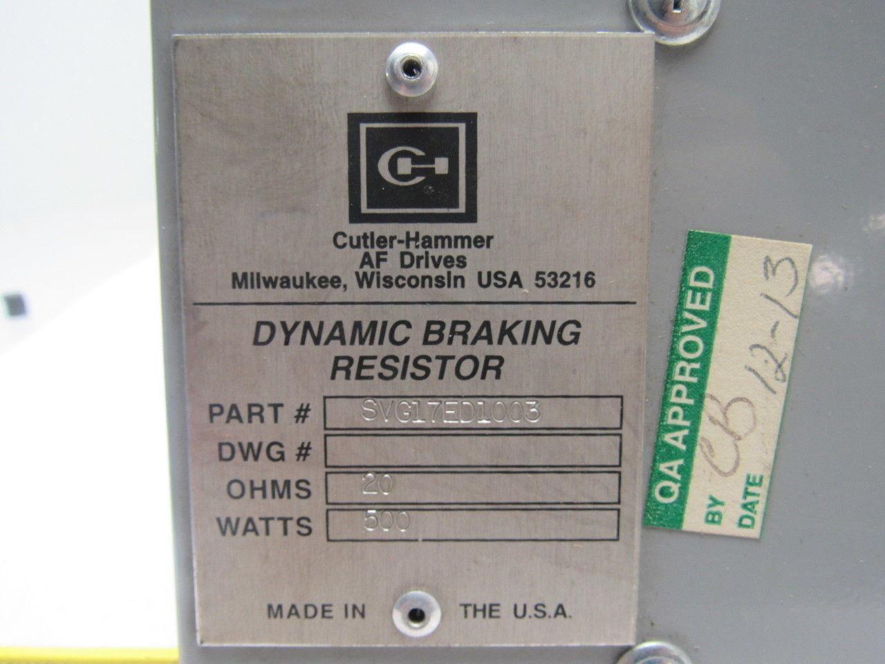 Cutler Hammer SVG17ED1003 Dynamic Braking Resistor 20 Ohms 500 Watt