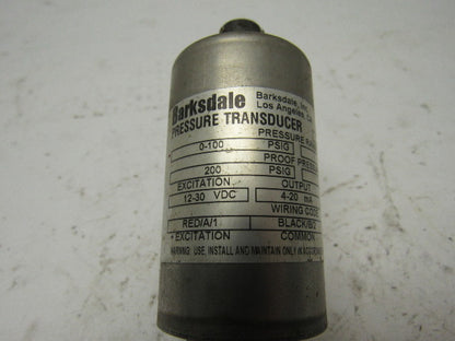 Barksdale 425T2-04 Pressure Transducer 0-100PSIG 4 Pin Female Plug