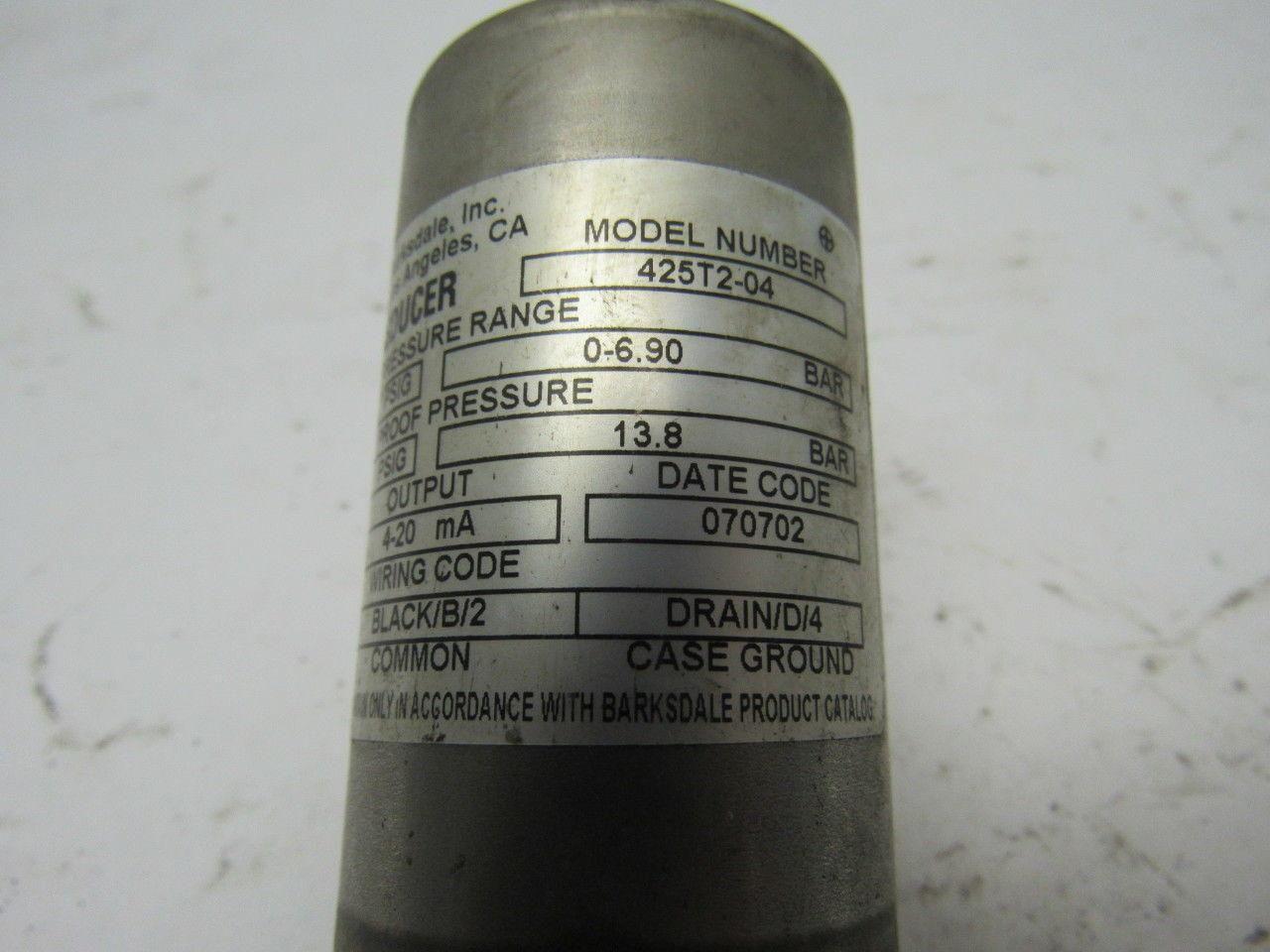 Barksdale 425T2-04 Pressure Transducer 0-100PSIG 4 Pin Female Plug