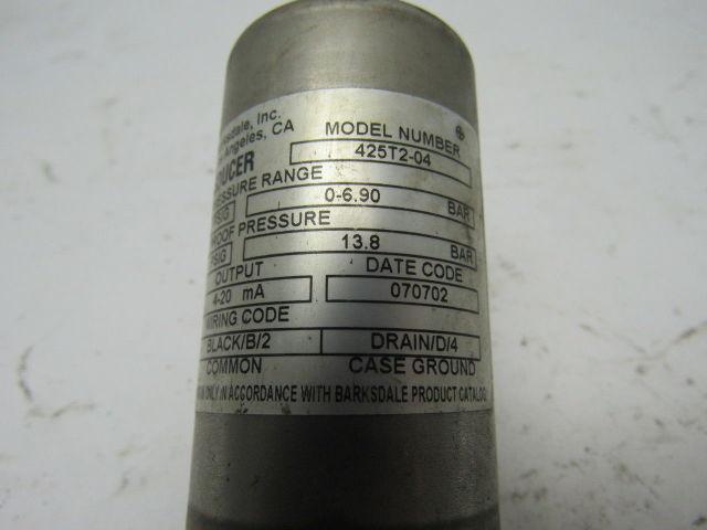 Barksdale 425T2-04 Pressure Transducer 0-100PSIG 4 Pin Female Plug