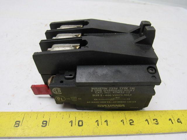 Sylvania/Joslyn Clark 7324 TM 3 Line Overload Relay Size 2 600V