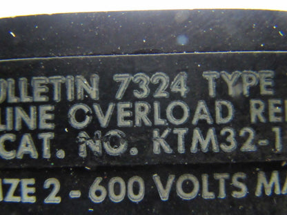 Sylvania/Joslyn Clark 7324 TM 3 Line Overload Relay Size 2 600V