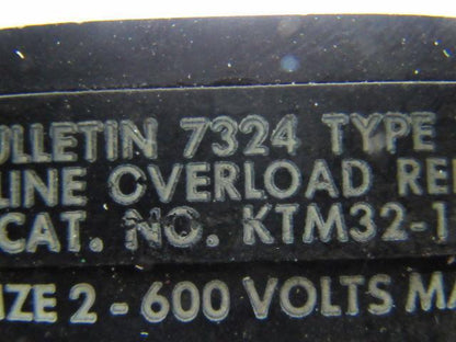 Sylvania/Joslyn Clark 7324 TM 3 Line Overload Relay Size 2 600V