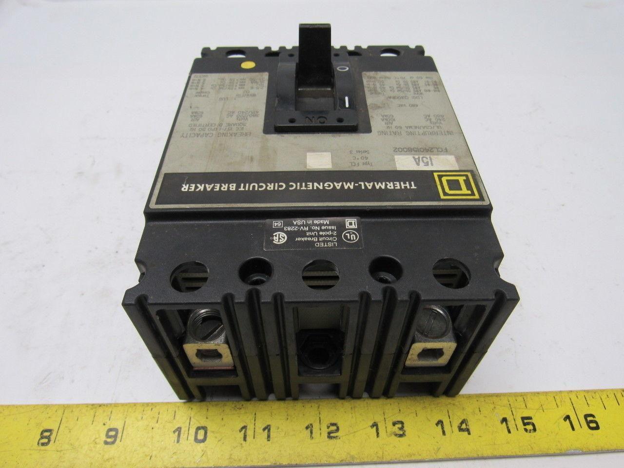 Square D FCL240158002 15 AMP Thermal Magnetic Circuit Breaker