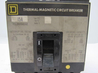 Square D FCL240158002 15 AMP Thermal Magnetic Circuit Breaker