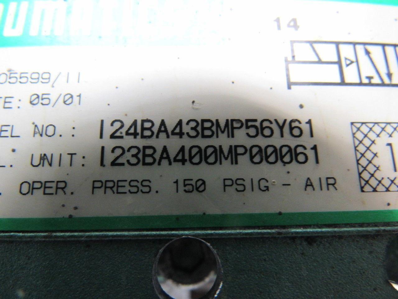 Numatics 124BA43BMP56Y61 2 Position 4 Way Single Solenoid Spring Return Valve