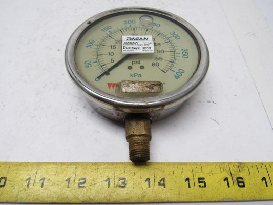 Weksler 4" Pressure Gauge 0-60psi Glycerin Filled Bottom mount 1/4"NPT