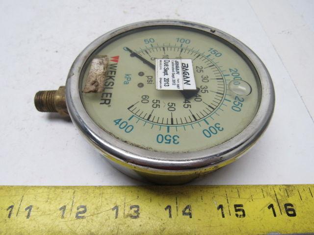 Weksler 4" Pressure Gauge 0-60psi Glycerin Filled Bottom mount 1/4"NPT