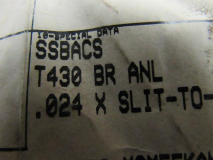 REYNOLDS SUPPLY T430 Stainless Steel .0240" x 8.625" Lot of 2 Coils 1955 Lbs.