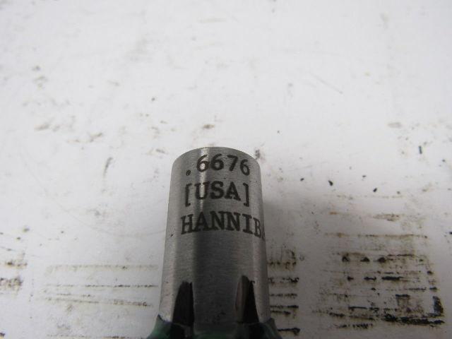 Hannibal .6676" Dia.  6-Left Spiral Flute Chucking Reamer 3" OAL Carbide