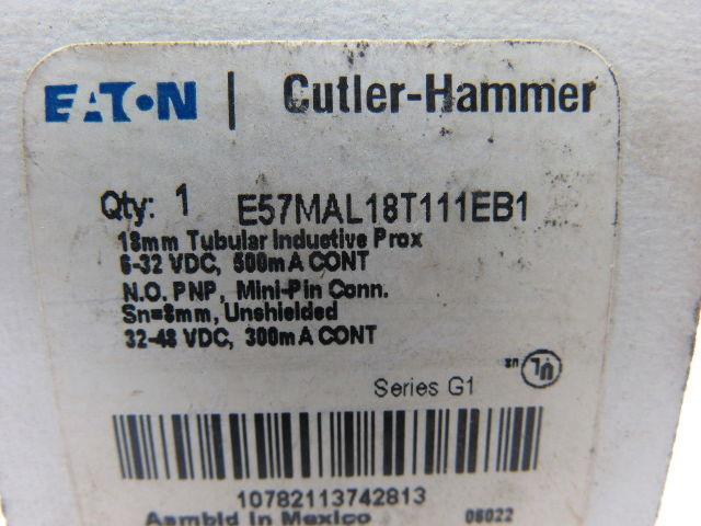Eaton Cutler Hammer E57MAL18T111EB1 3 Wire 6-48 Vdc 8 mm Range Proximity Sensor