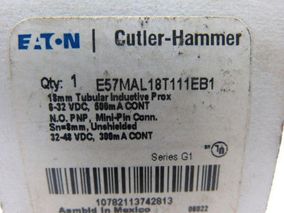 Eaton Cutler Hammer E57MAL18T111EB1 3 Wire 6-48 Vdc 8 mm Range Proximity Sensor