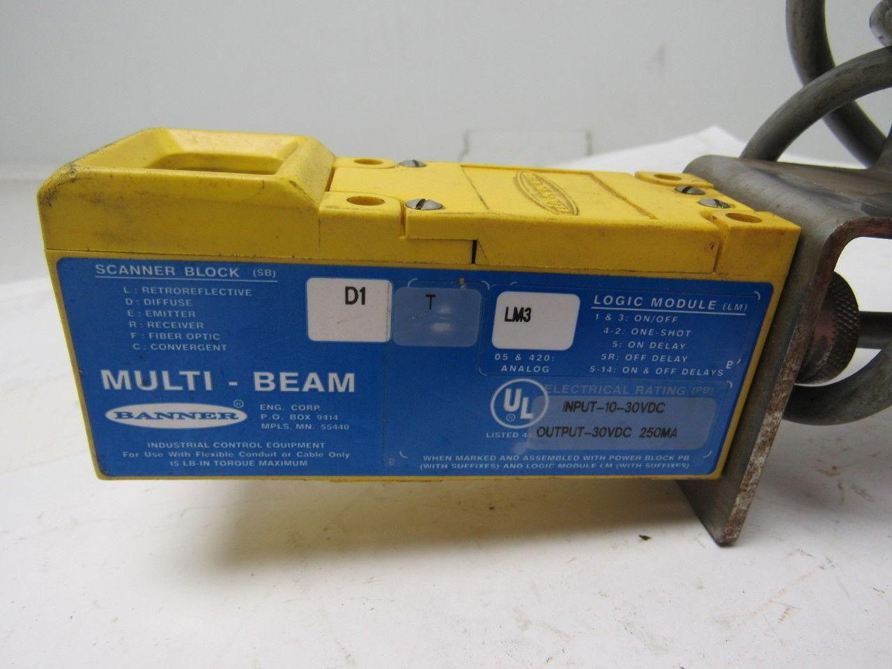 Banner SBD1-T-LM3 Multi Beam Scanner Block Logic Module 10-30VDC W/Bracket
