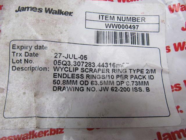James Walker WW000497 Wyclip Scraper Ring Type 2/M 50.8mm ID 63.5mm OD Bag of 10