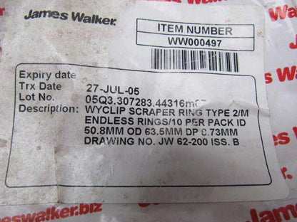 James Walker WW000497 Wyclip Scraper Ring Type 2/M 50.8mm ID 63.5mm OD Bag of 10