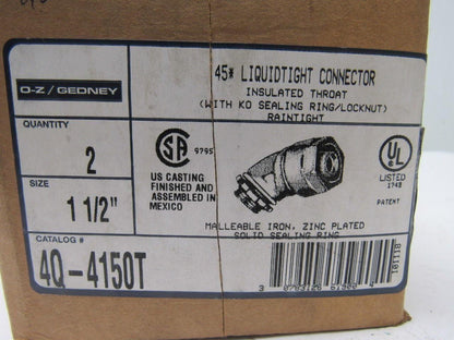 O-Z GEDNEY 4Q-4150T 45 Degree Liquidtight Connector Lot Of 2