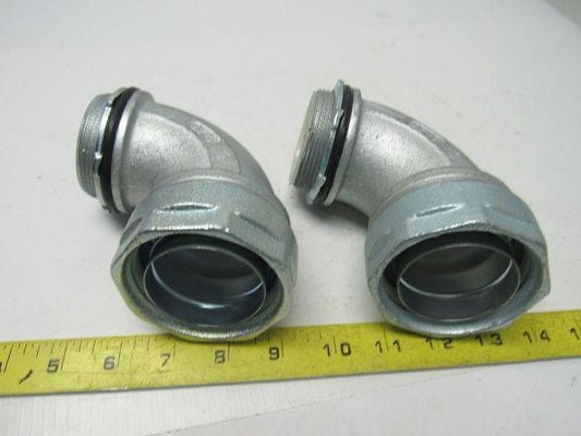 O-Z GEDNEY 4Q-9200T Steel 90 Degree Liquidtight Connector Lot Of 2