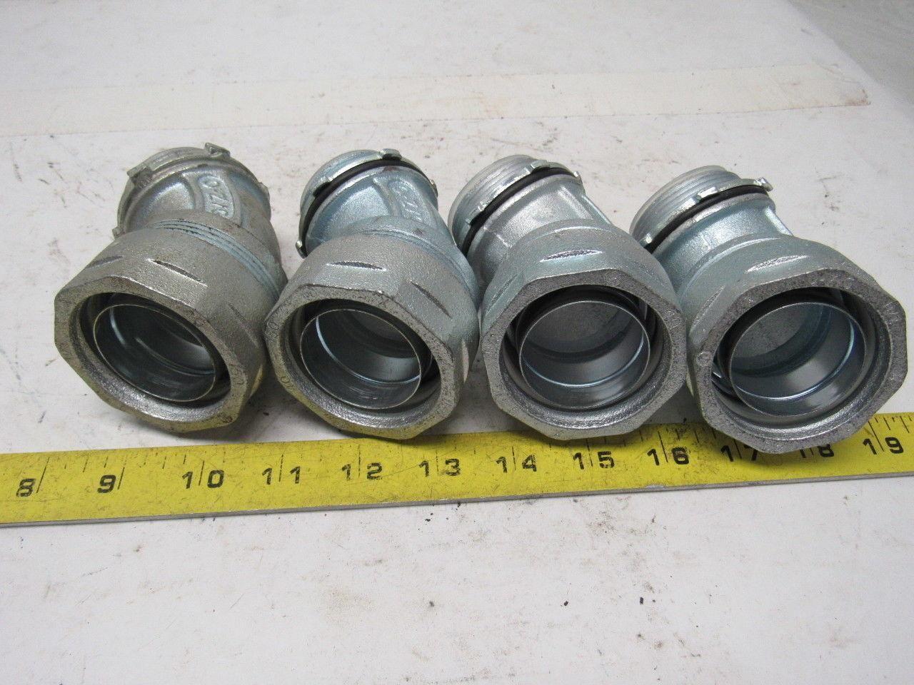 O-Z Gedney 1-1/2" Malleable Iron 45 Degree Liquidtight Connector Lot Of 2