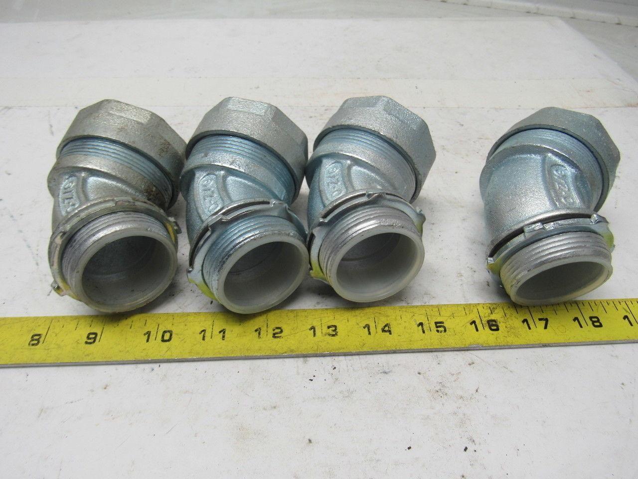 O-Z Gedney 1-1/2" Malleable Iron 45 Degree Liquidtight Connector Lot Of 2