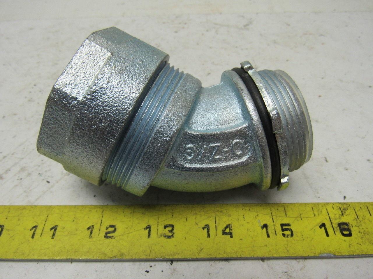 O-Z Gedney 1-1/2" Malleable Iron 45 Degree Liquidtight Connector Lot Of 2