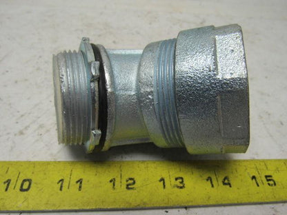 O-Z Gedney 1-1/2" Malleable Iron 45 Degree Liquidtight Connector Lot Of 2