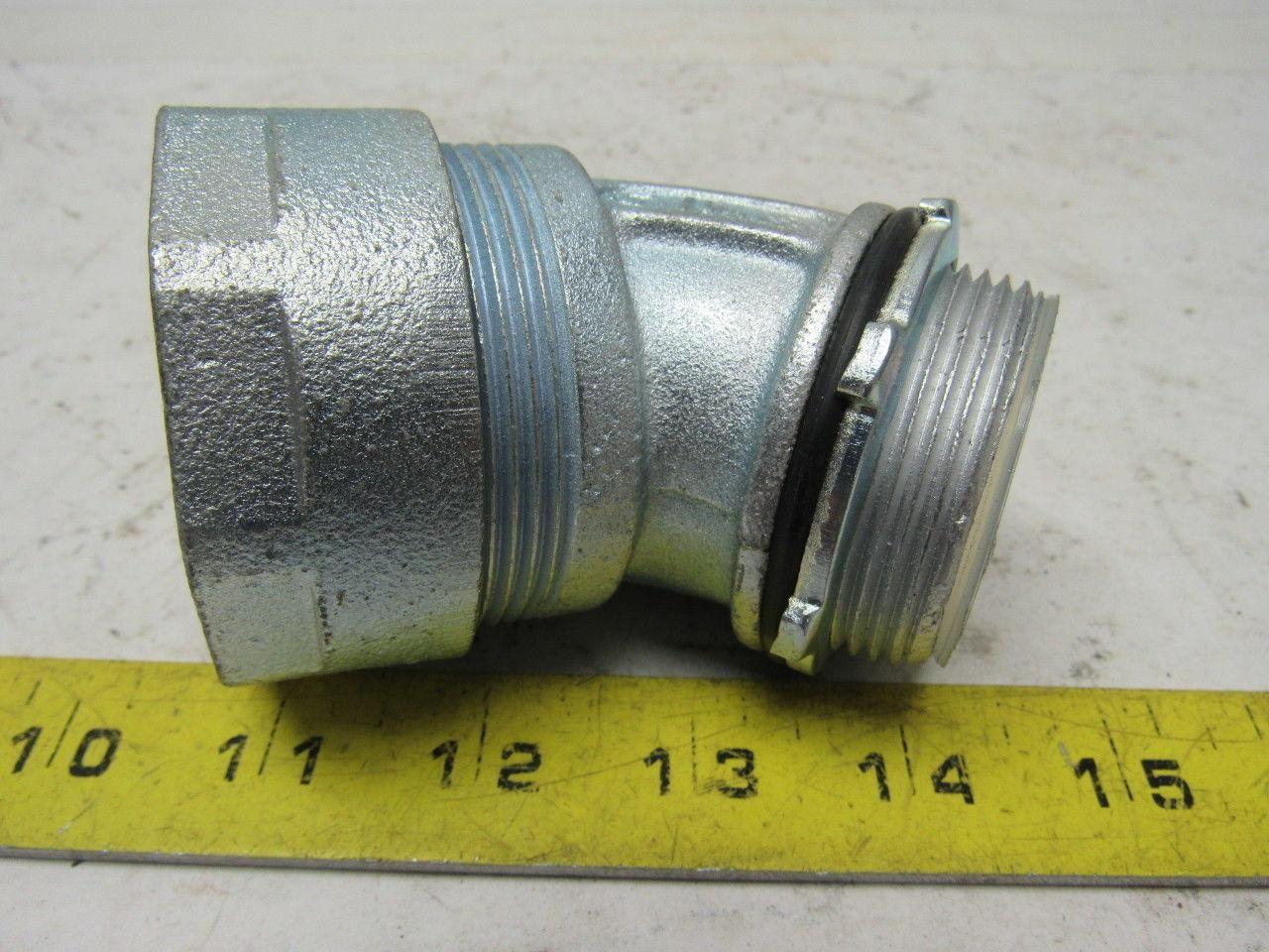 O-Z Gedney 1-1/2" Malleable Iron 45 Degree Liquidtight Connector Lot Of 2