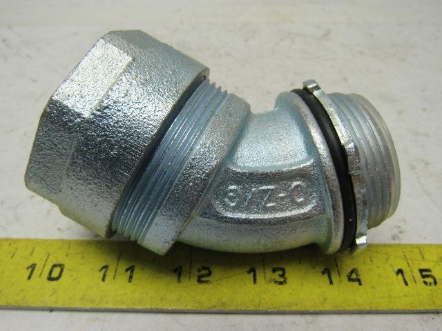 O-Z Gedney 1-1/2" Malleable Iron 45 Degree Liquidtight Connector Lot Of 2