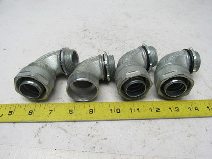 O-Z Gedney 4Q-9100 1" Malleable Iron 90 Degree Liquidtight Connector Lot Of 4