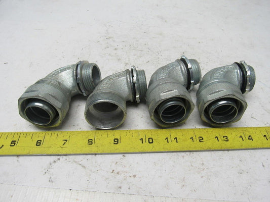 O-Z Gedney 4Q-9100 1" Malleable Iron 90 Degree Liquidtight Connector Lot Of 4