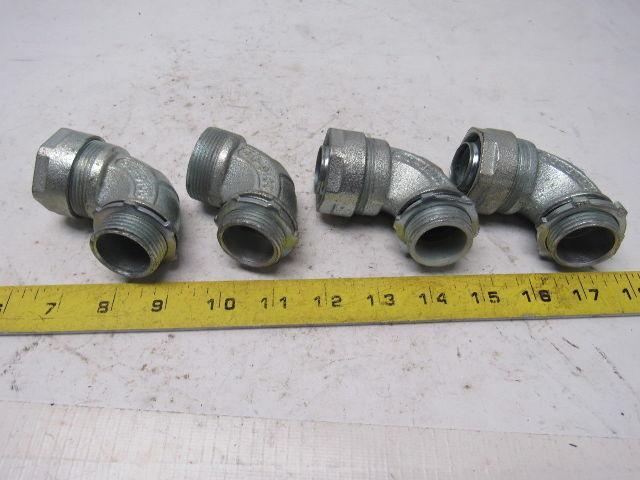 O-Z Gedney 4Q-9100 1" Malleable Iron 90 Degree Liquidtight Connector Lot Of 4