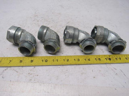 O-Z Gedney 4Q-9100 1" Malleable Iron 90 Degree Liquidtight Connector Lot Of 4
