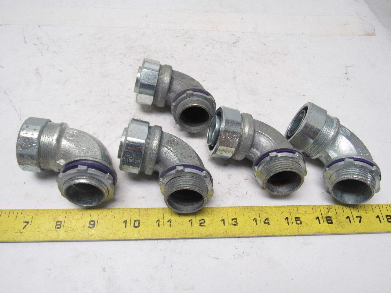 1" Malleable Iron 90 Degree Liquidtight Connector Lot Of 5