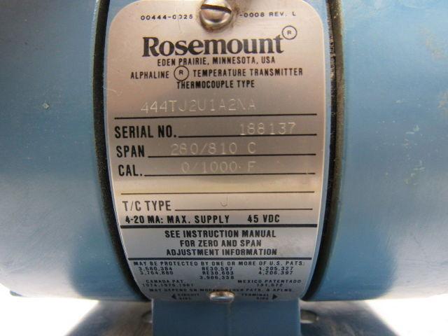 Rosemount 444TJ2U1A2NA Temperature Transmitter Span 280/810 C.  Cal. 0/1000 F.