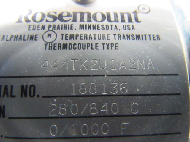 Rosemount 444TK2U1A2NA Temperature Transmitter Span 280/840 c, Cal 0/1000 F.