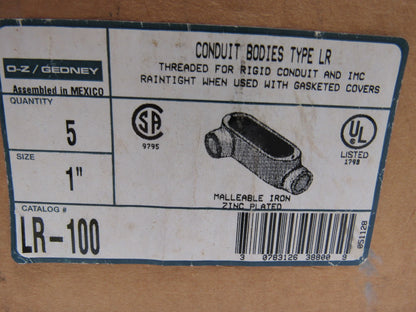 OZ GEDNEY LR100 1"  Iron Conduit Body Lot of 5
