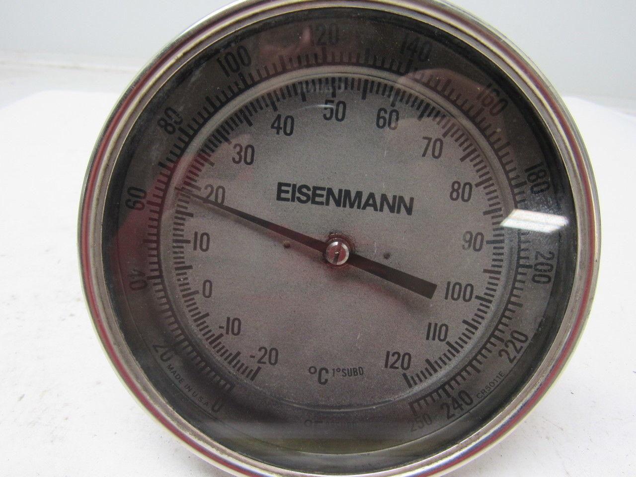 Eisenmann CR5011H 5" Stainless Steel Bimetal Dial Thermometer w/Adjustable Stem