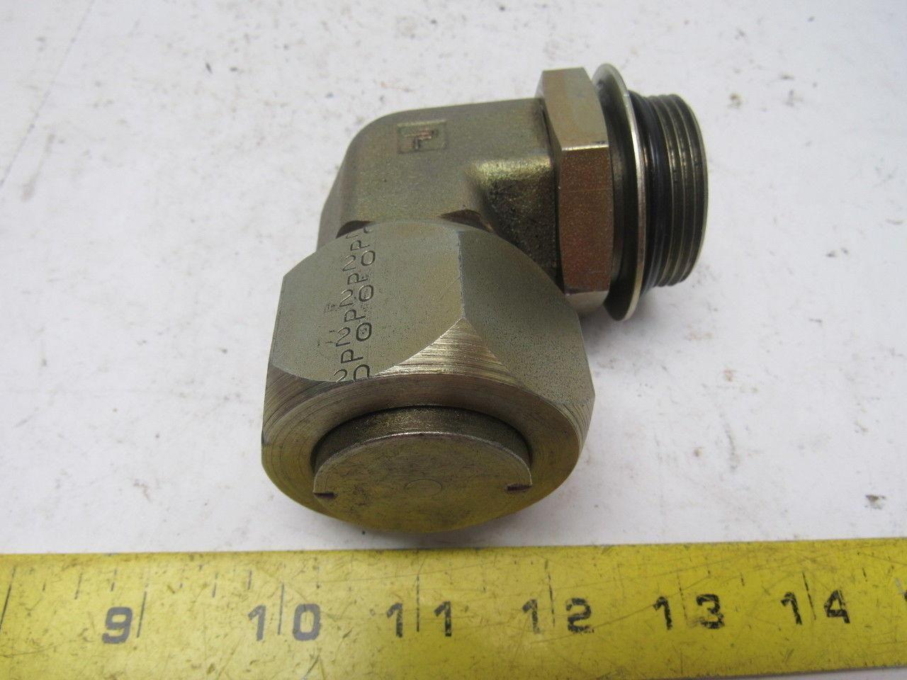 Parker Tube To O-Ring Seal Elbow, 1-1/2" Tube To 1-5/8-12 Straight Thread