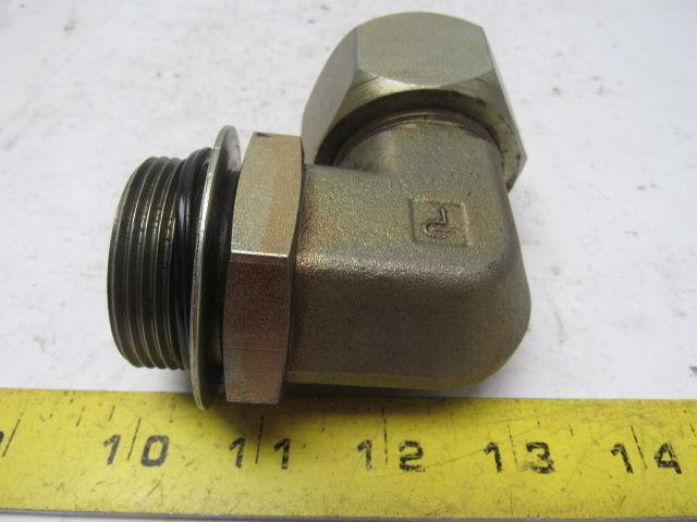 Parker Tube To O-Ring Seal Elbow, 1-1/2" Tube To 1-5/8-12 Straight Thread