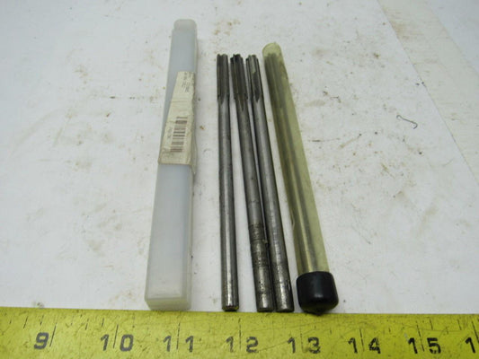 3/8" Chucking Reamers Assorted Lot/5 USA Mfgs. 4&6 Flute 7" W/ 1-3/4" Flutes