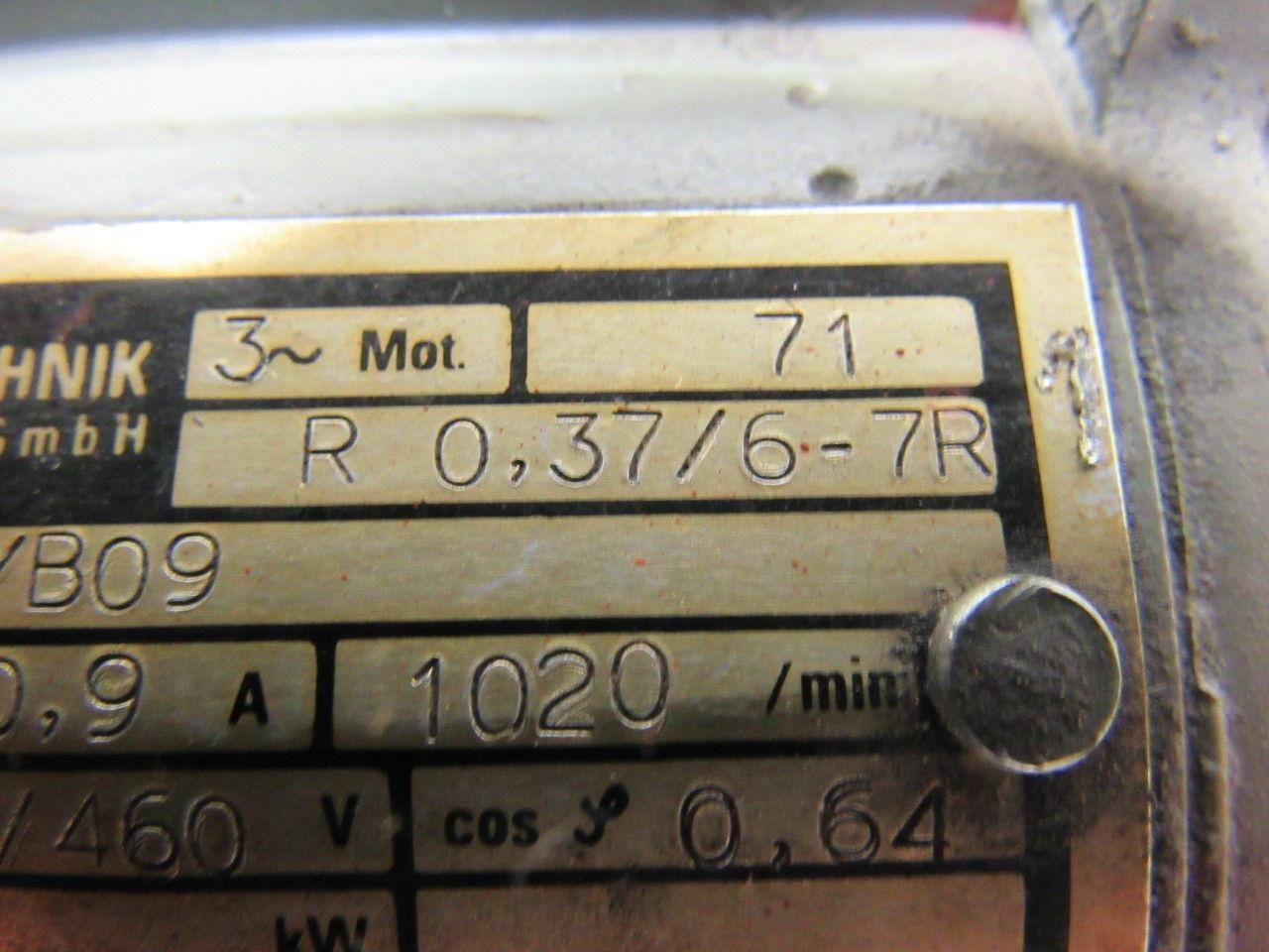 Antriebstechnik R 0.37/6-7R Electric Motor 3PH 230/460V 0.25KW 1020RPM