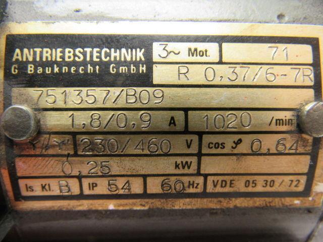 Antriebstechnik R 0.37/6-7R Electric Motor 3PH 230/460V 0.25KW 1020RPM