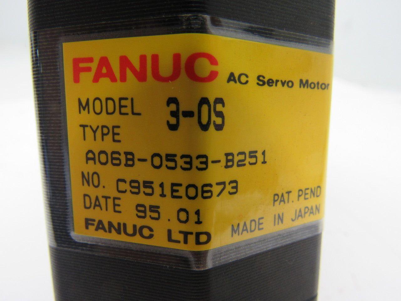 Fanuc A06B-0533-B251 AC Servo Motor 3PH 6 Poles 3000RPM 112V Pulse coder