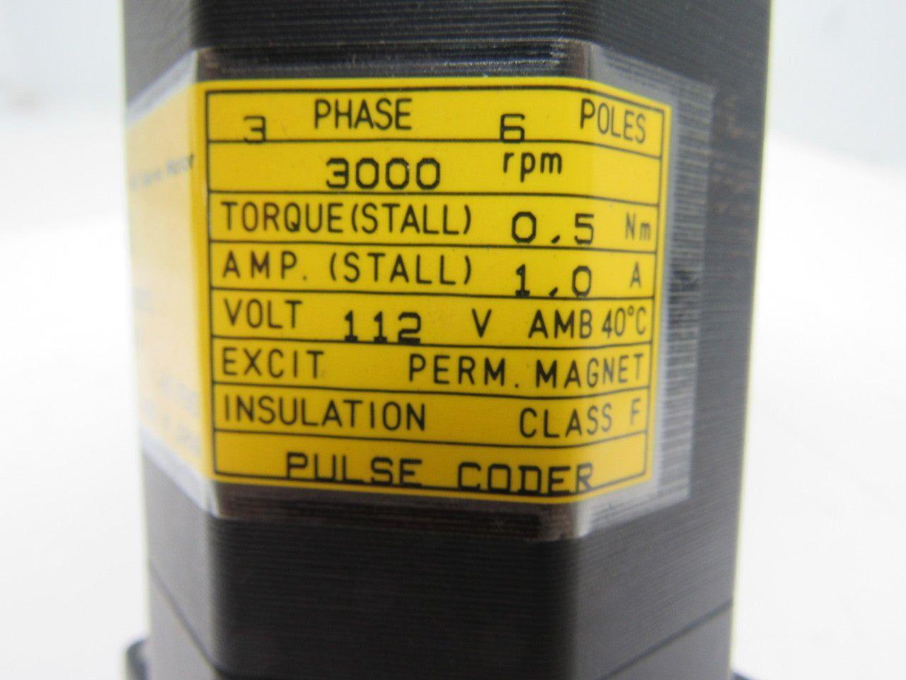 Fanuc A06B-0533-B251 AC Servo Motor 3PH 6 Poles 3000RPM 112V Pulse coder