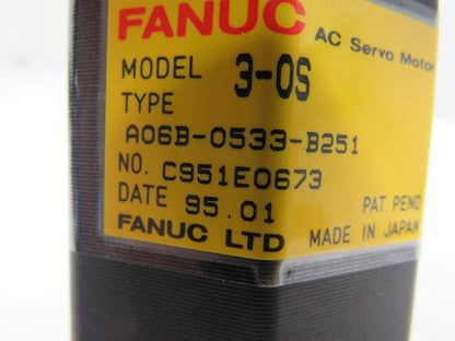 Fanuc A06B-0533-B251 AC Servo Motor 3PH 6 Poles 3000RPM 112V Pulse coder