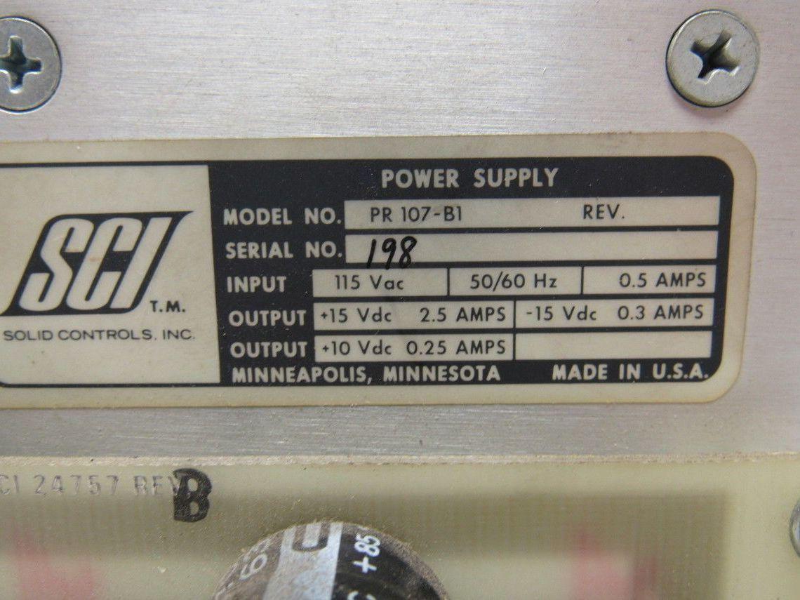 SCI PR107-B1 Power Supply 115V In 15VDC Out