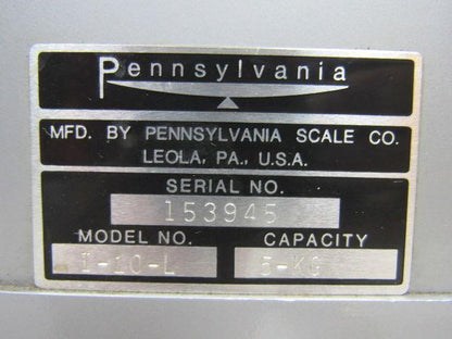 Pennsylvania I-10-L Balance Weigh Scale 5 KG 0-18 OZ.