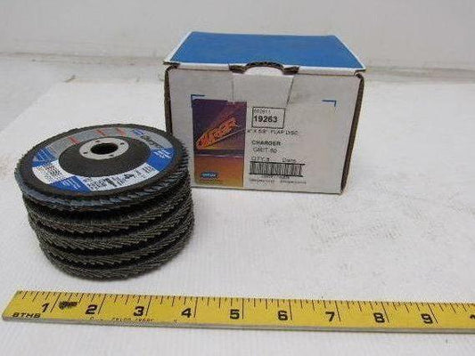 Norton 19263 Charger 60 Grit Flap Disc 4" X 5/8" Box Of 5